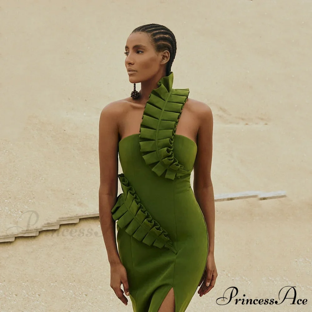 One-Shoulder Side Slits Exposed Legs Dress - Image 2
