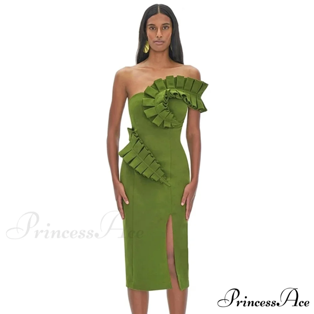 One-Shoulder Side Slits Exposed Legs Dress - Image 3