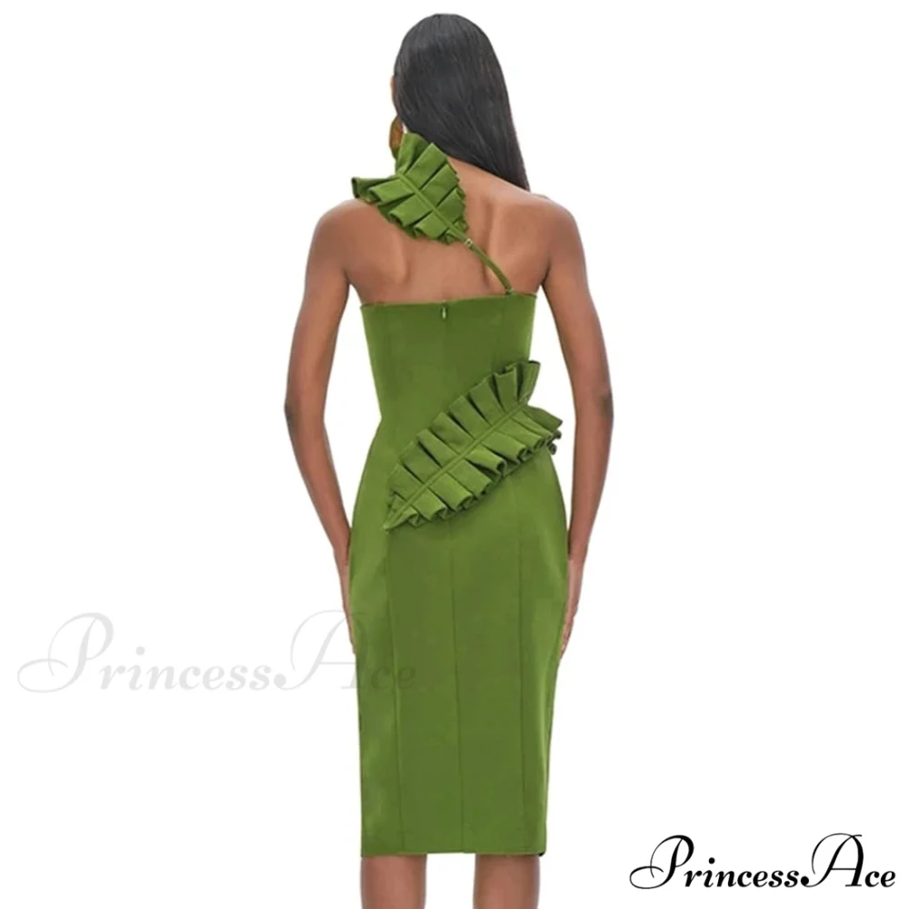 One-Shoulder Side Slits Exposed Legs Dress - Image 4