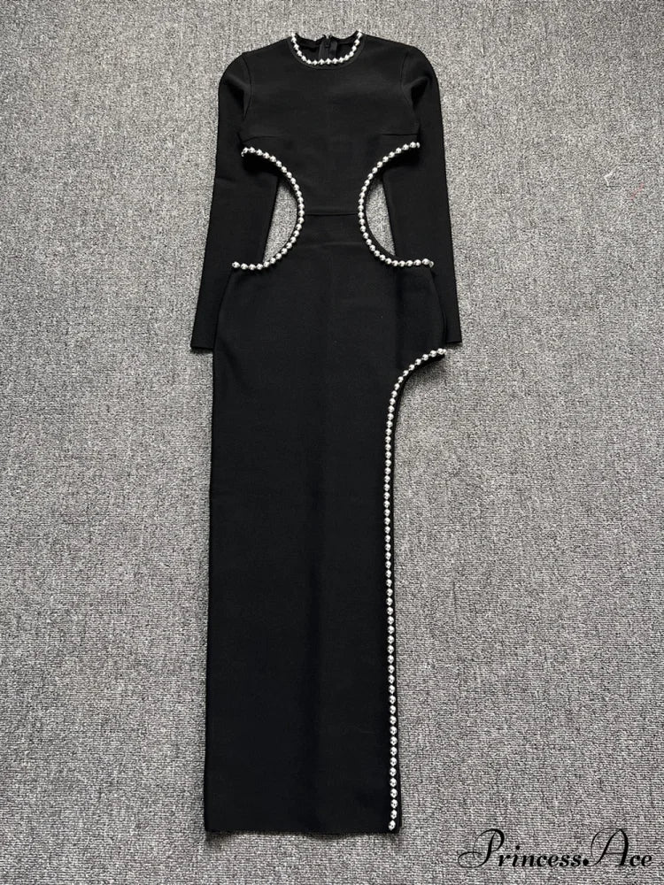 Beading Maxi Long Bodycon Bandage Dress - Image 2
