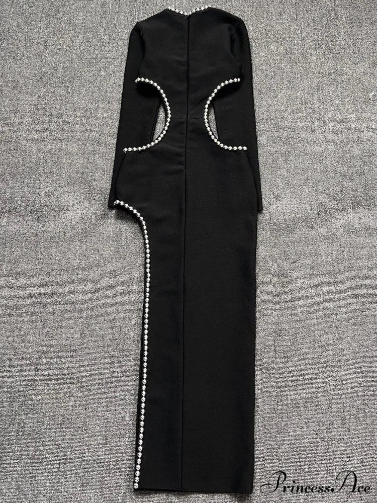 Beading Maxi Long Bodycon Bandage Dress - Image 3
