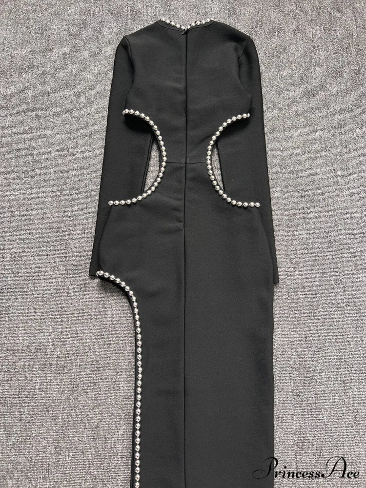 Beading Maxi Long Bodycon Bandage Dress - Image 4