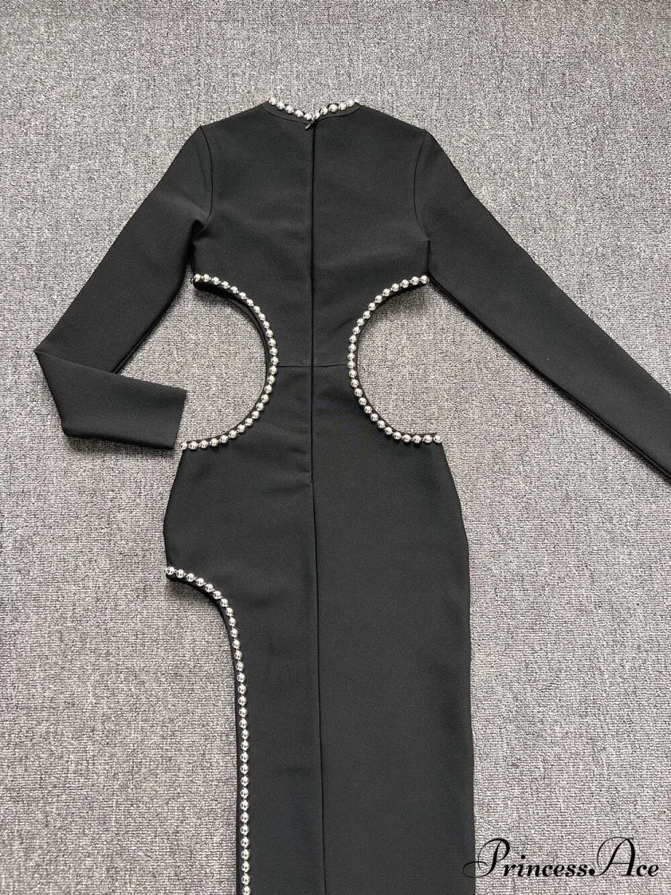 Beading Maxi Long Bodycon Bandage Dress - Image 5