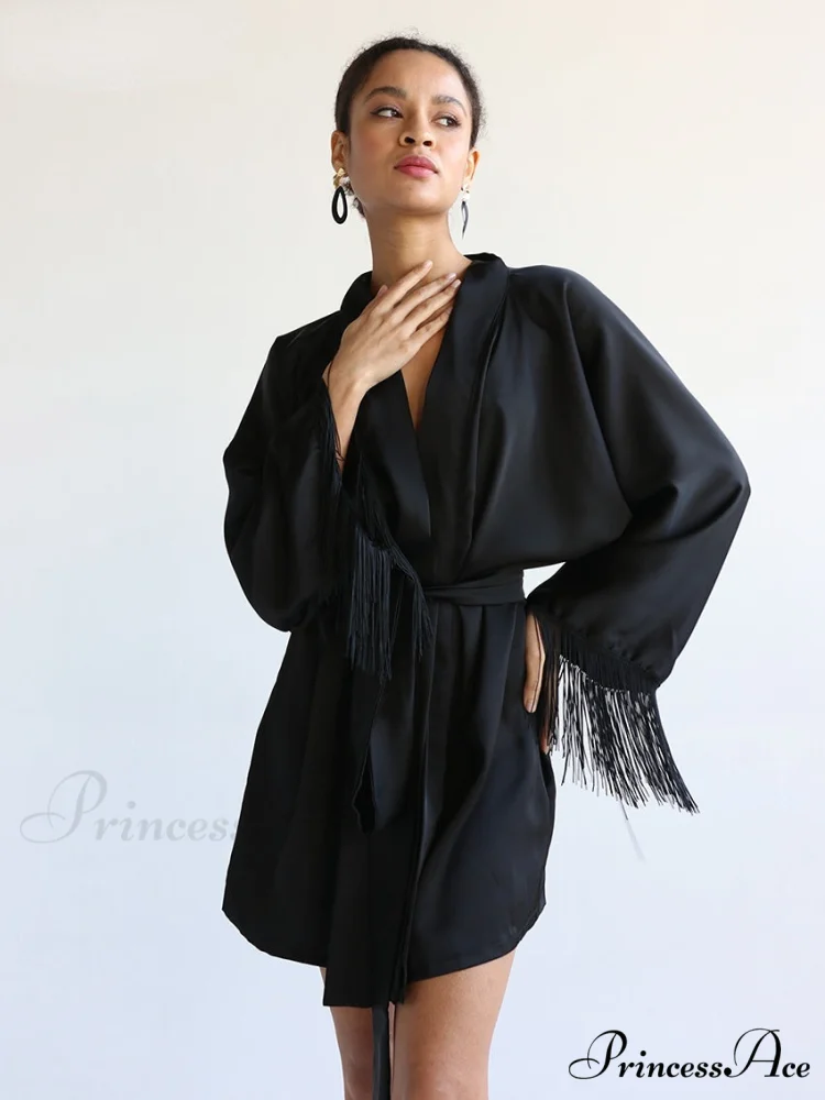 Elegant Black Satin Dresses - Image 2