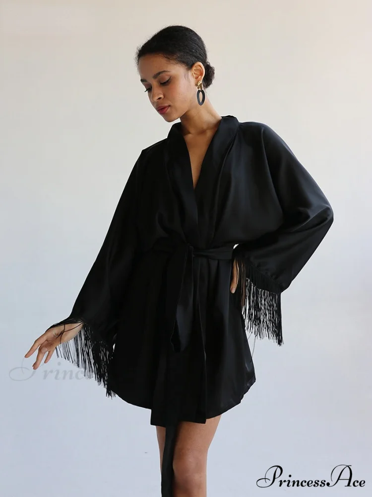Elegant Black Satin Dresses - Image 4