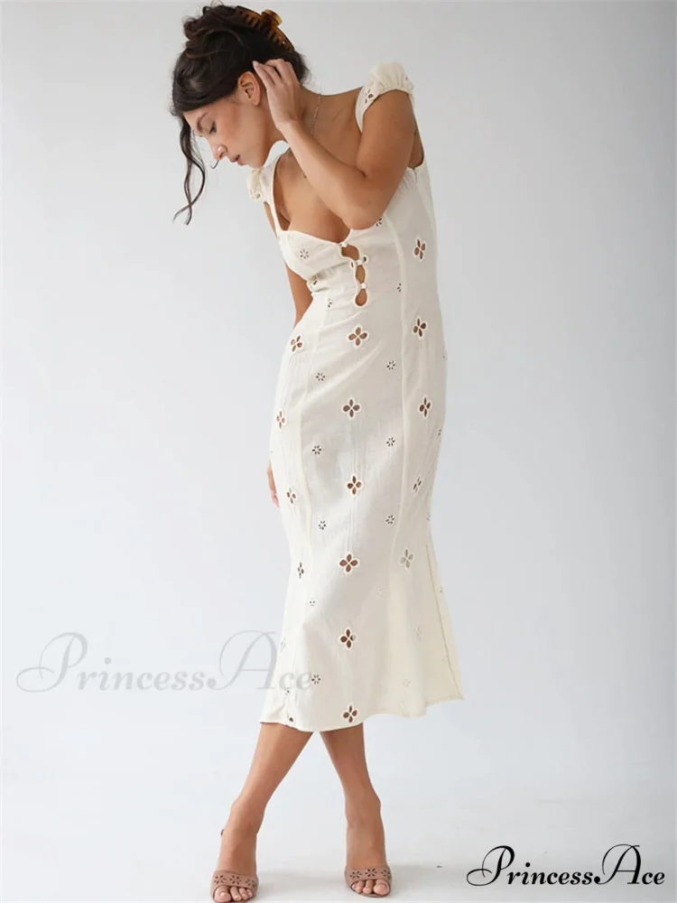 High Waist e Beachwear Bodycon Hollow Out Sundress - Image 10