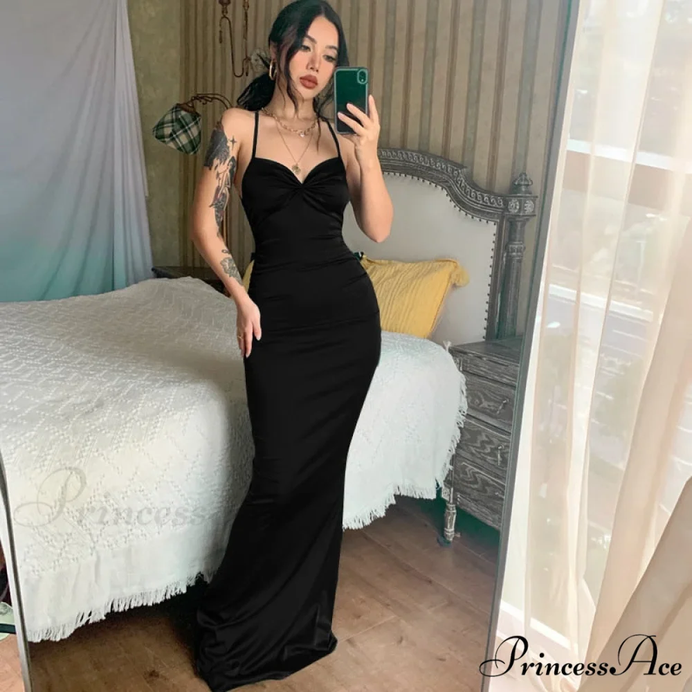 Dulzura Lace Up Women Solid Satin Maxi Dress - Image 12