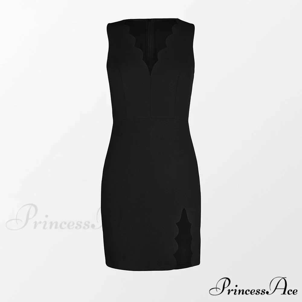 Black Sexy Leg Slit Sleeveless Party Dress - Image 5