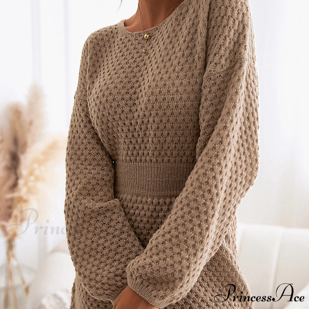 Woman Casual Long Sleeve Long Sweater Dress - Image 6