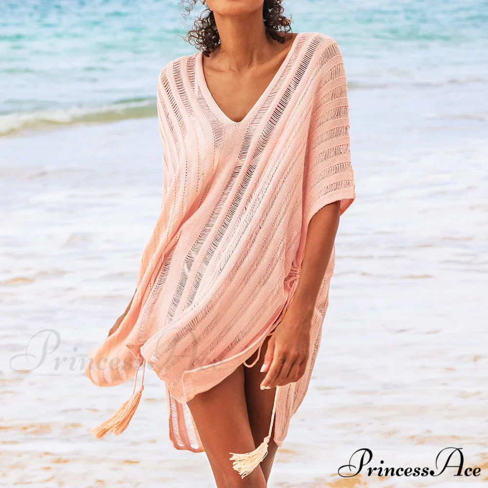 Sexy Bat Sleeve Loose Casual Hollow Out T-shirt Dress - Image 4