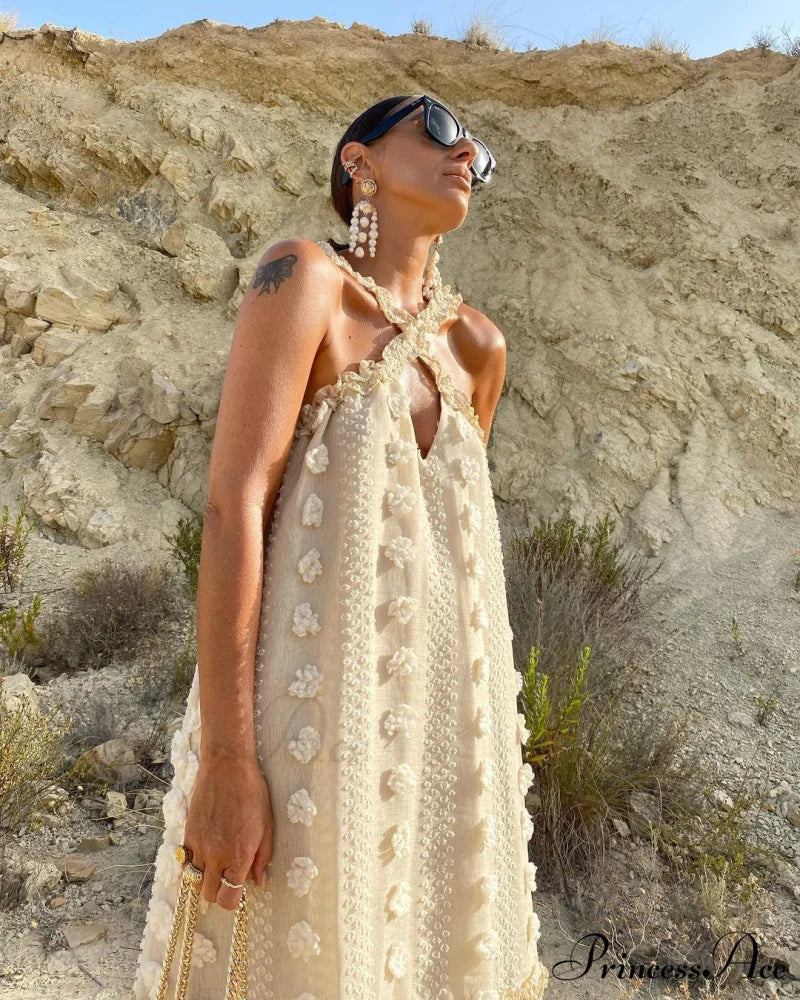 Fashionable neck floral floor sweeping cake dress - Image 5