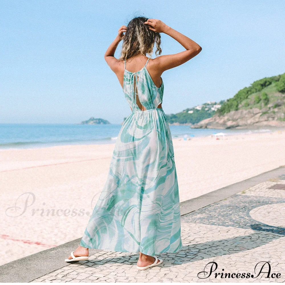 Sexy Cut Out Open Back Summer Holiday Long Dress - Image 6