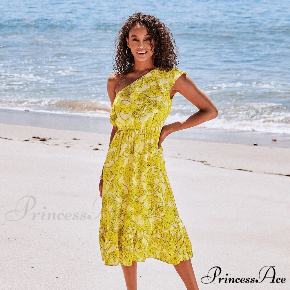 Sexy Green Tropical Leaf Beach Holiday Dress - Image 3