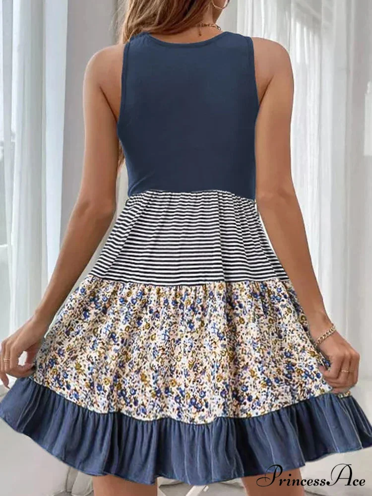 Casual Ruffle Sundress Beach Flowy Pleated Boho Dress - Image 3