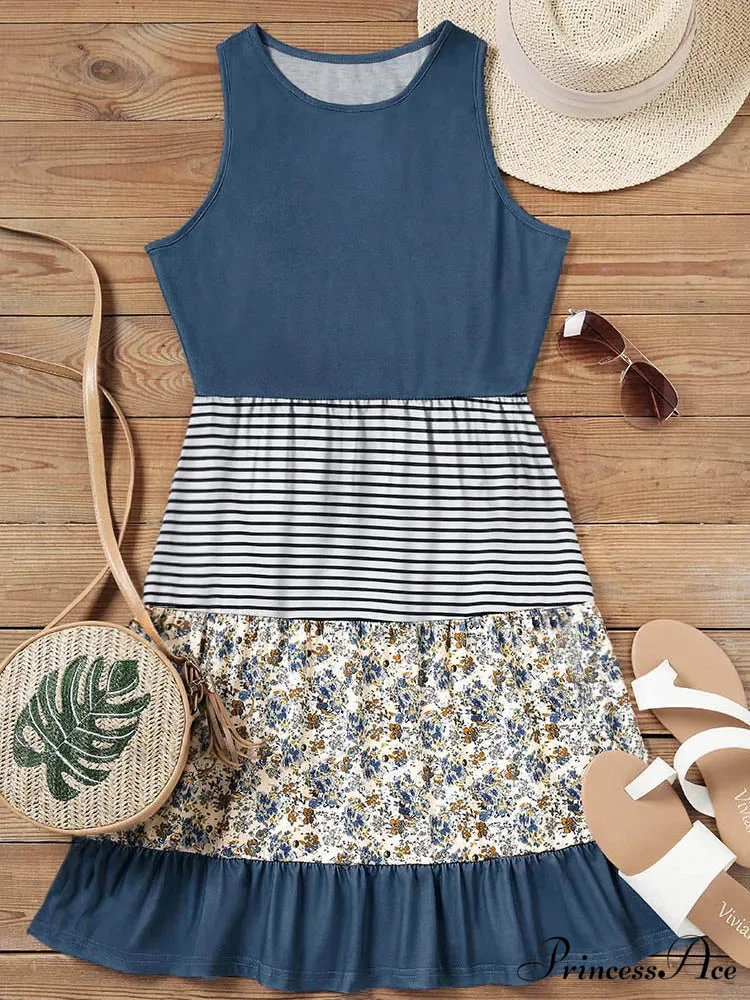 Casual Ruffle Sundress Beach Flowy Pleated Boho Dress - Image 4