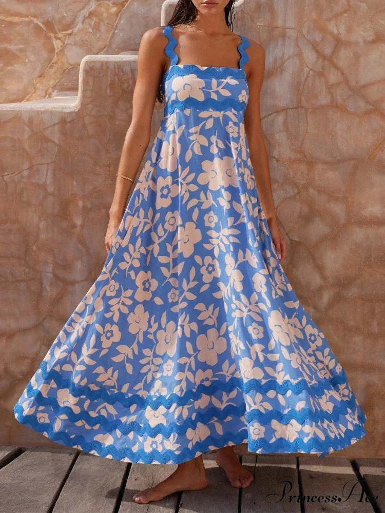 Summer Holiday Elegant Vintage Sling Long Maxi Boho Dress - Image 2
