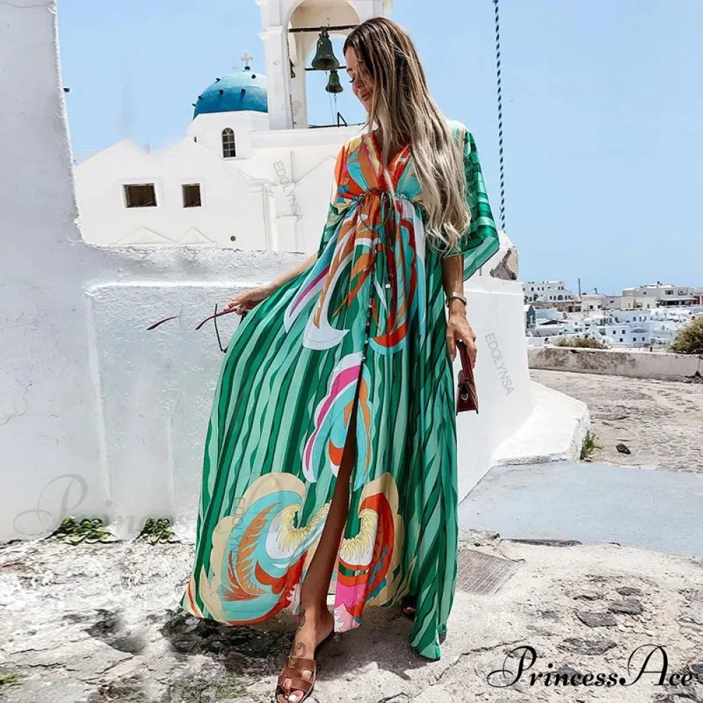 Summer Elegant Gorgeous Printing Long Party Boho Dress - Image 4