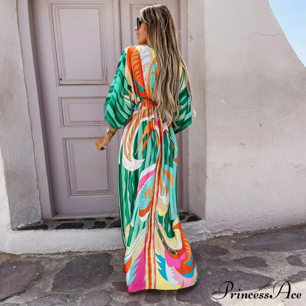 Summer Elegant Gorgeous Printing Long Party Boho Dress - Image 5