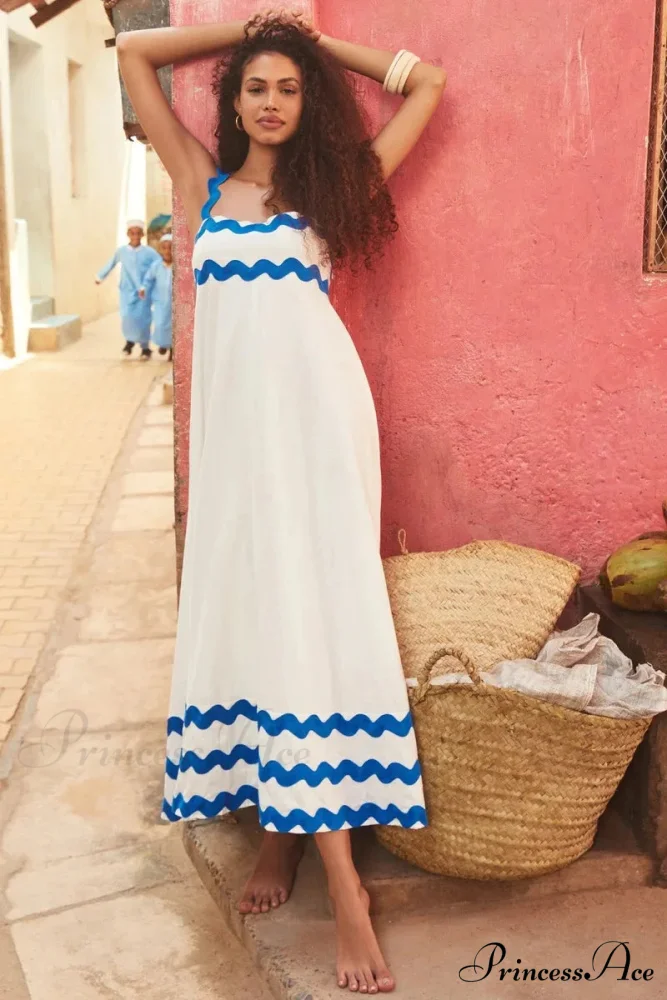 Bohemian Summer Printed A-Line Sexy Backless Spaghetti Strap Boho Dress - Image 11