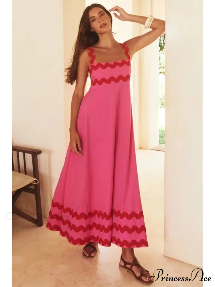 Bohemian Summer Printed A-Line Sexy Backless Spaghetti Strap Boho Dress - Image 2
