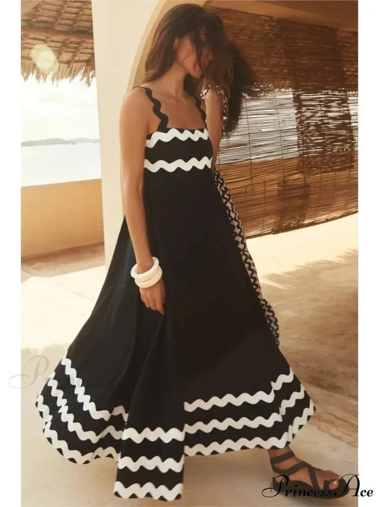 Bohemian Summer Printed A-Line Sexy Backless Spaghetti Strap Boho Dress - Image 3