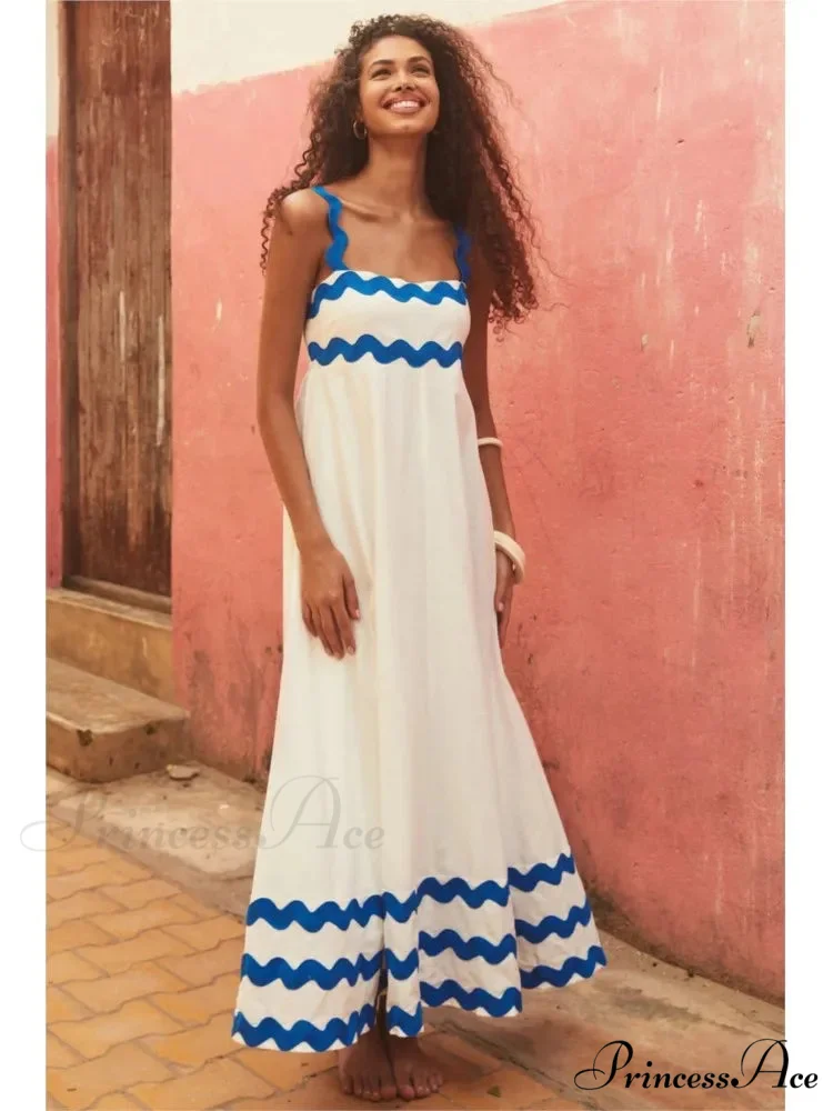 Bohemian Summer Printed A-Line Sexy Backless Spaghetti Strap Boho Dress - Image 4