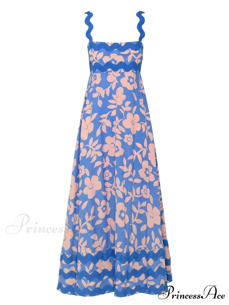 Bohemian Summer Printed A-Line Sexy Backless Spaghetti Strap Boho Dress - Image 7