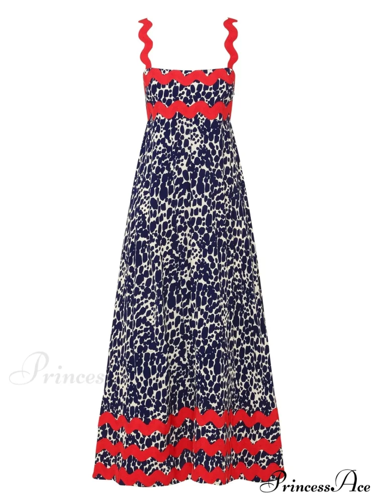 Bohemian Summer Printed A-Line Sexy Backless Spaghetti Strap Boho Dress - Image 8