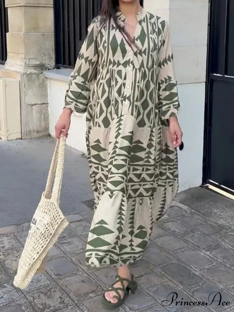 Summer Vintage Elegant Long Sleeve Boho Dress - Image 3
