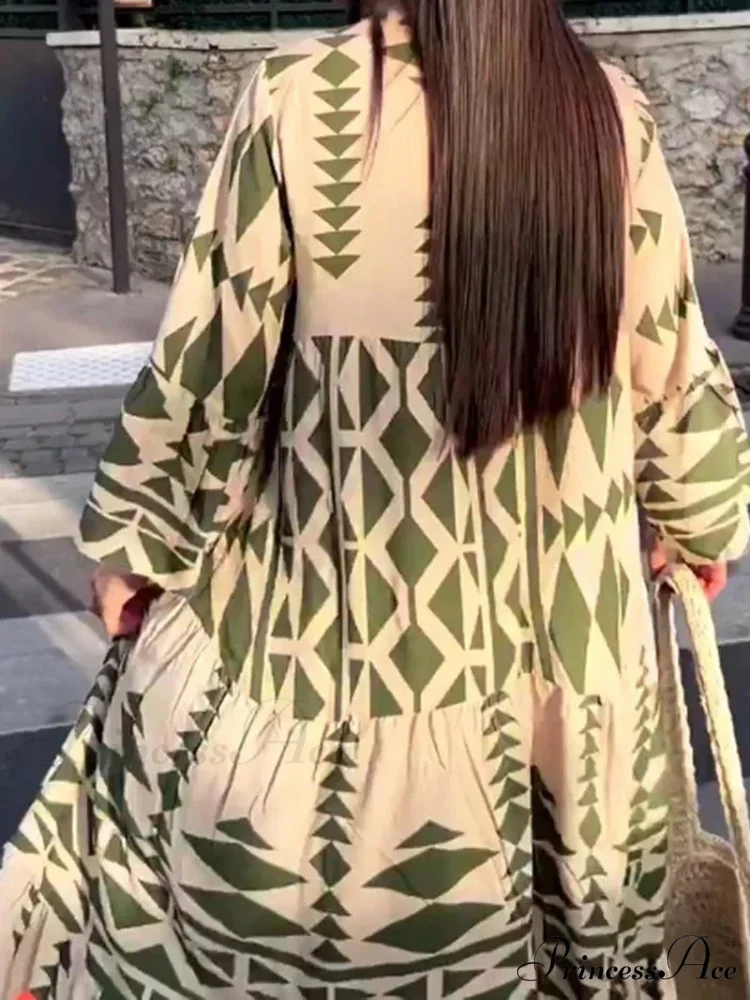 Summer Vintage Elegant Long Sleeve Boho Dress - Image 4