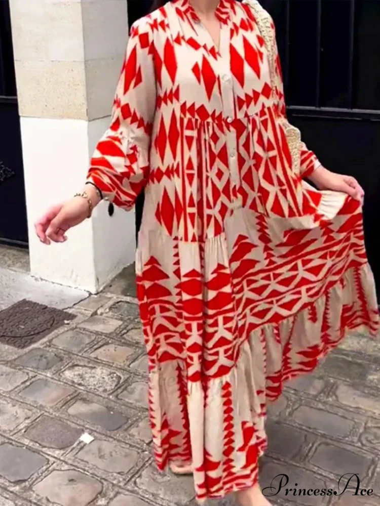 Summer Vintage Elegant Long Sleeve Boho Dress - Image 5