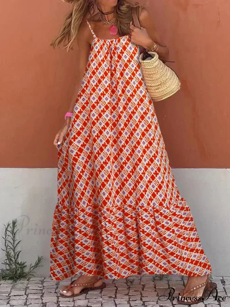 New Sleeveless Print Summer Spaghetti Strap Boho Dress - Image 5