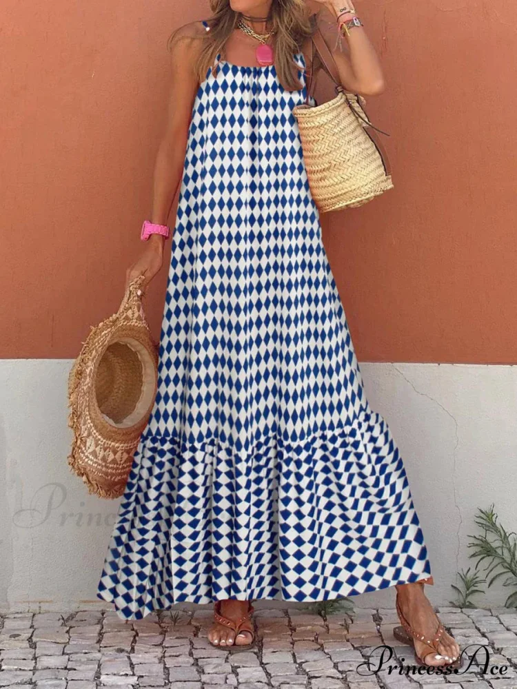 New Sleeveless Print Summer Spaghetti Strap Boho Dress - Image 7