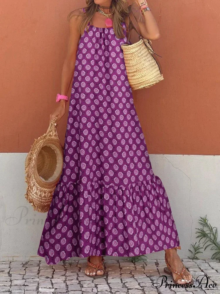 New Sleeveless Print Summer Spaghetti Strap Boho Dress - Image 8