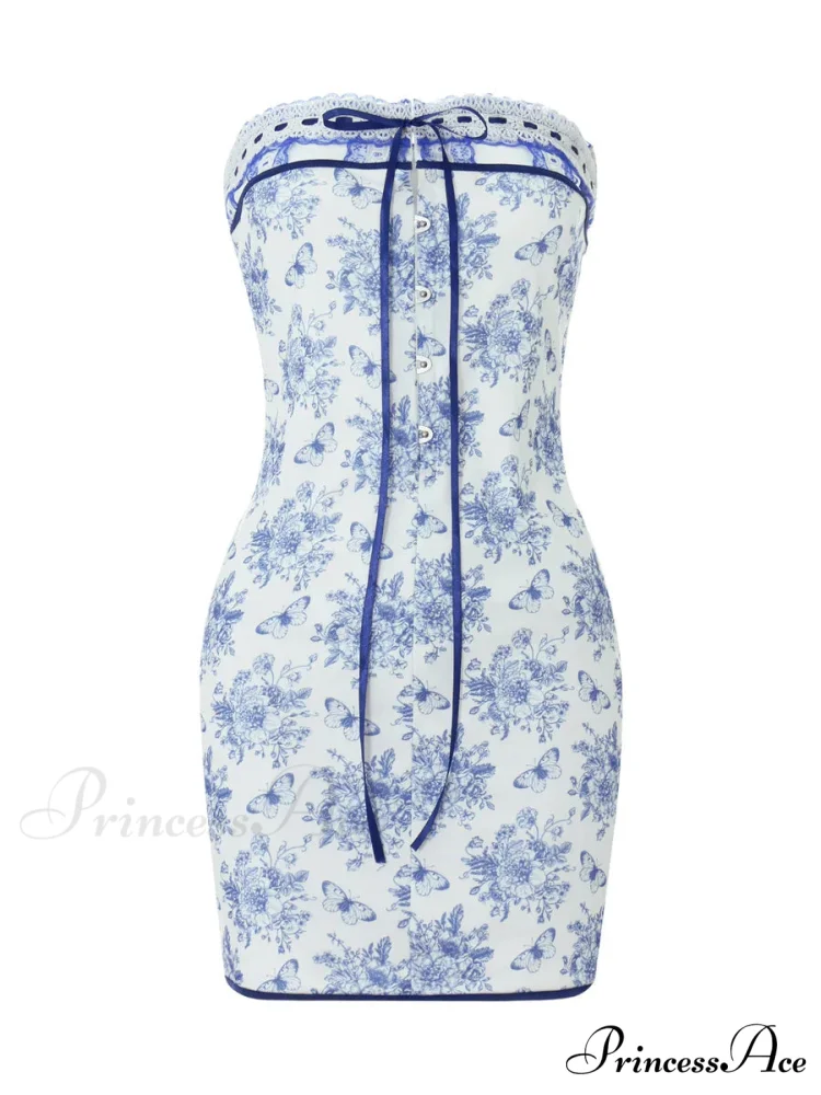 Off Shoulder Floral Print Lace-Up Boho Dress - Image 5