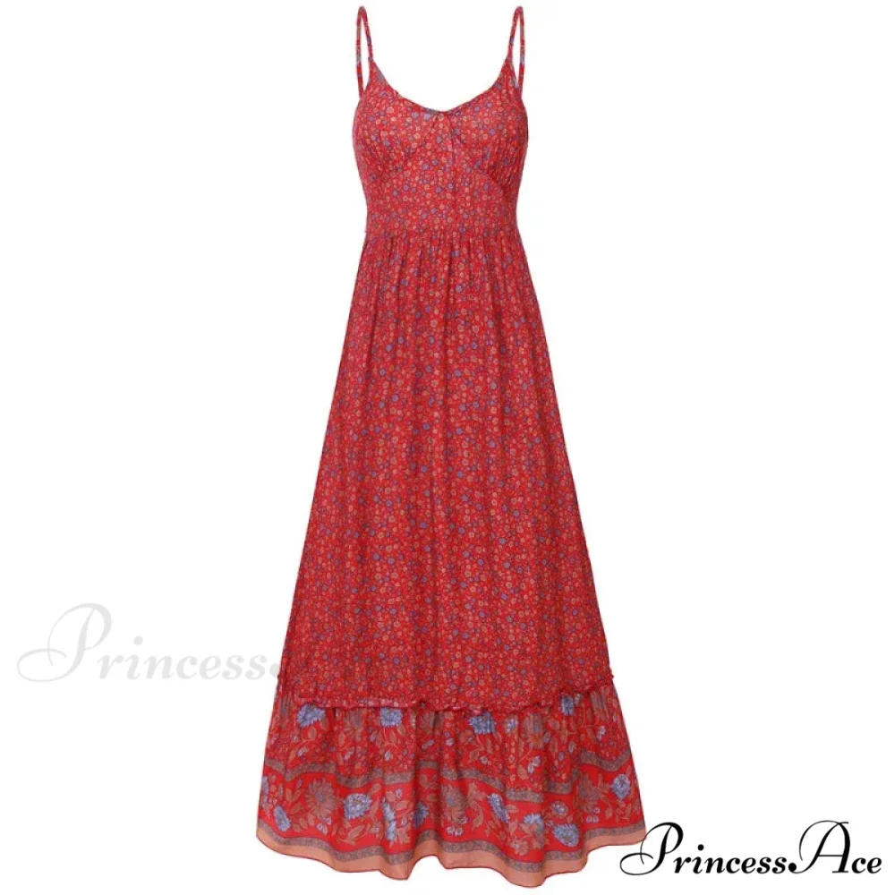 Elegant Floral V-Neck Sleeveless Boho Dress - Image 6