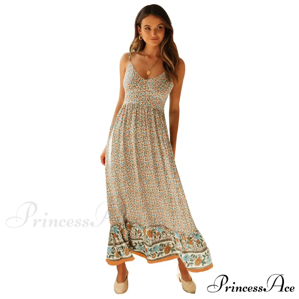 Elegant Floral V-Neck Sleeveless Boho Dress - Image 7