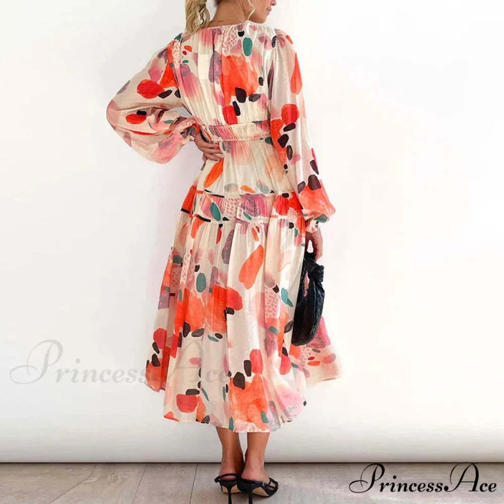 Autumn Long Sleeved Pleated Maxi Dress Boho Dress - Image 2