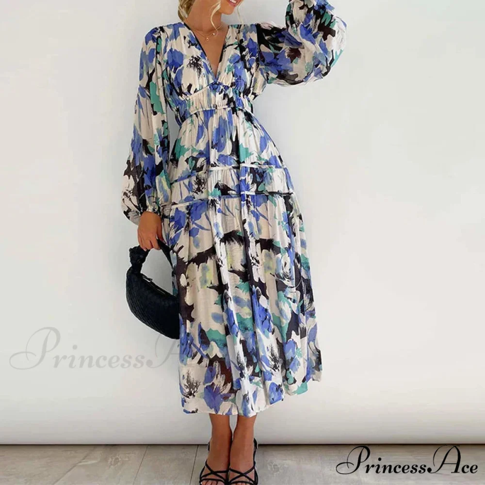 Autumn Long Sleeved Pleated Maxi Dress Boho Dress - Image 3