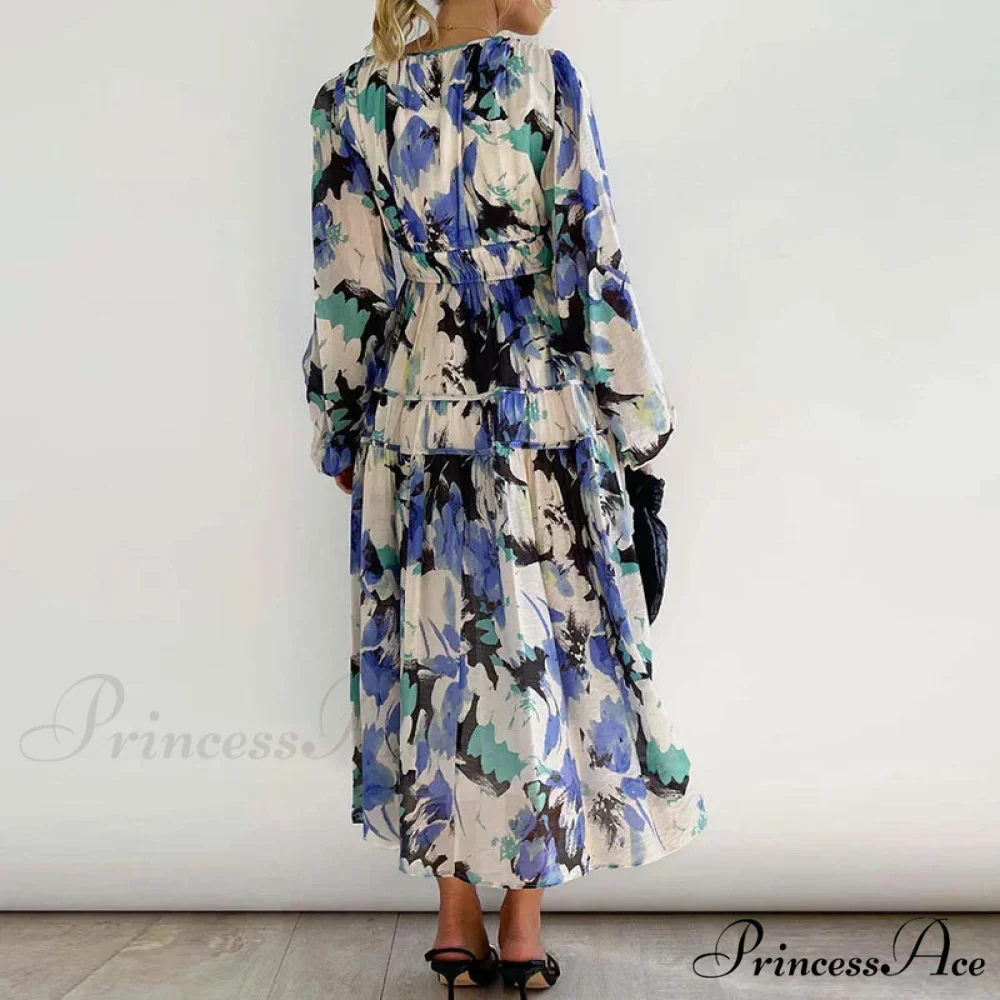 Autumn Long Sleeved Pleated Maxi Dress Boho Dress - Image 4