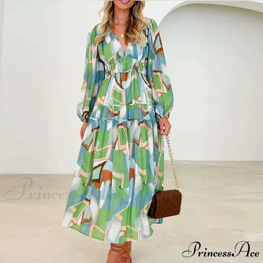 Autumn Long Sleeved Pleated Maxi Dress Boho Dress - Image 5