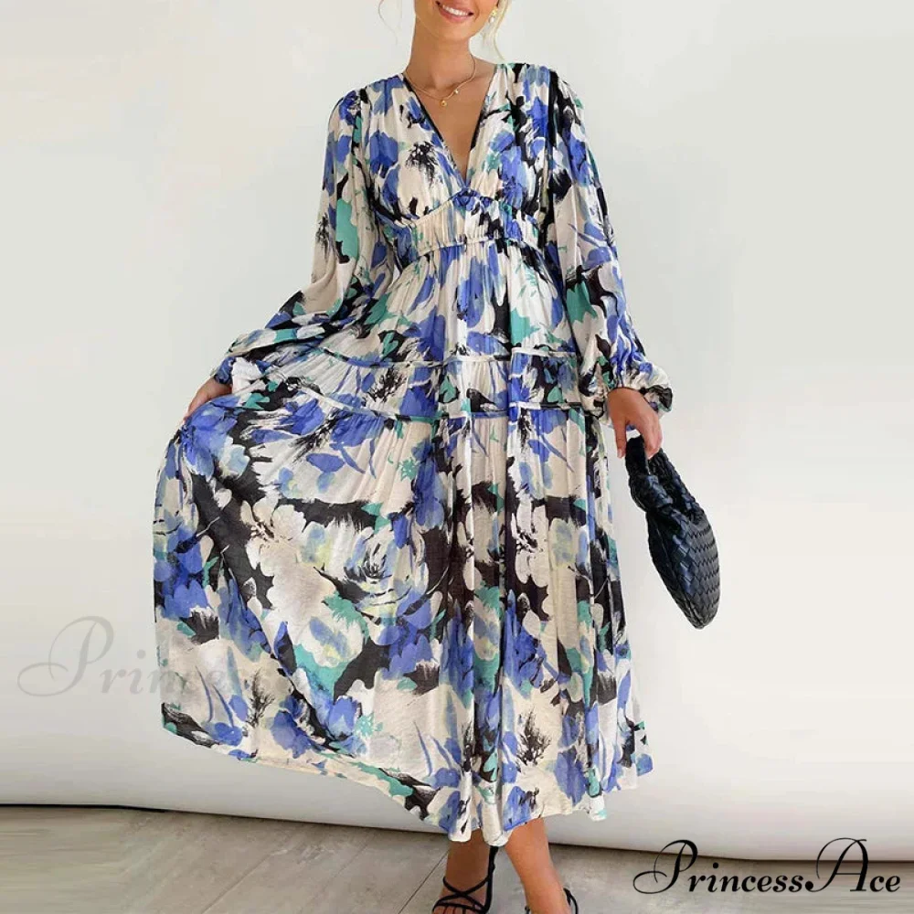 Autumn Long Sleeved Pleated Maxi Dress Boho Dress - Image 7