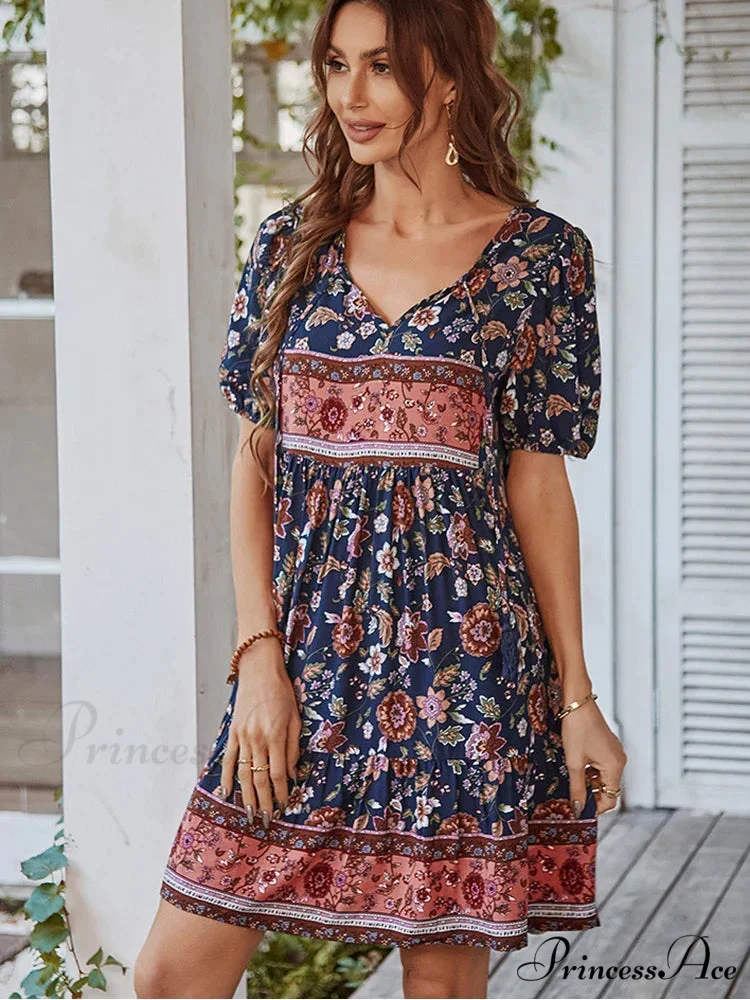 Elegant Lace-up Green Sundress Women Boho Dress - Image 5