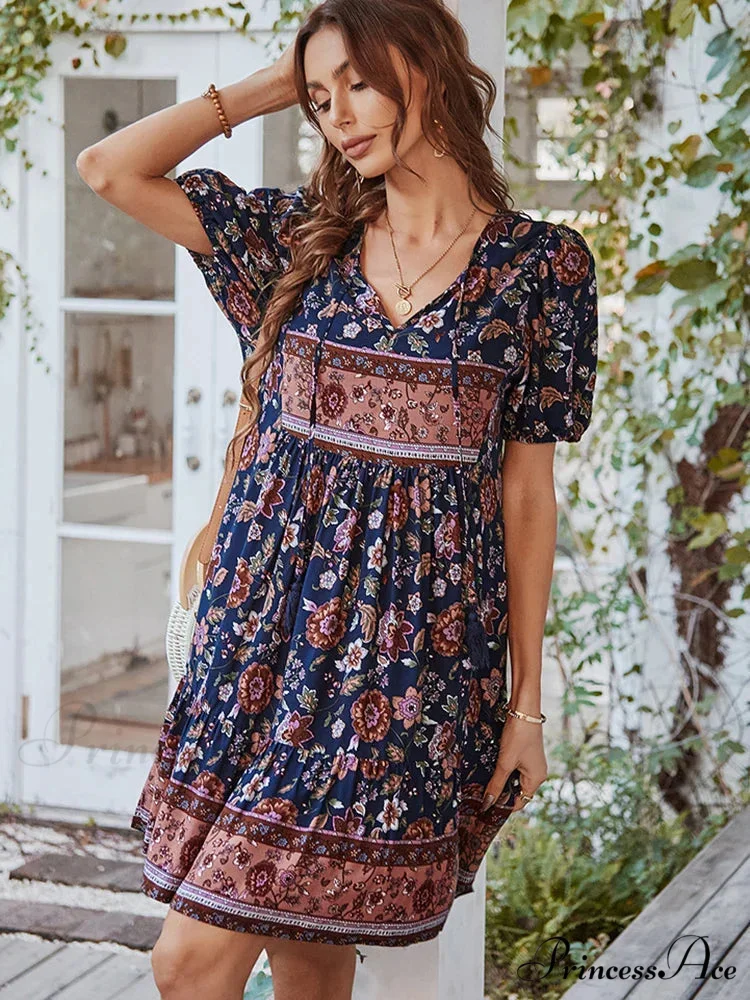 Elegant Lace-up Green Sundress Women Boho Dress - Image 7