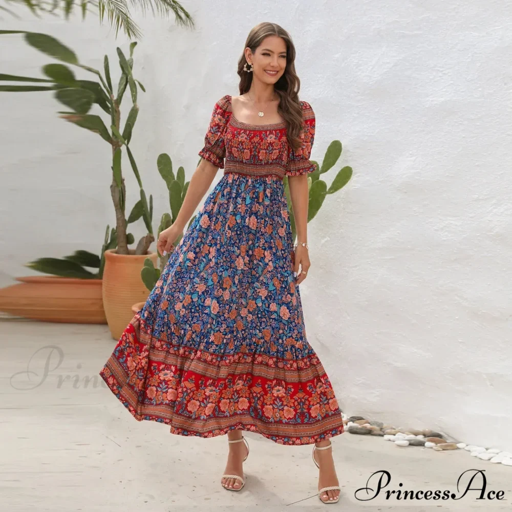 Casual Midi Sexy Elegant Beach Vacation Boho Dress - Image 2