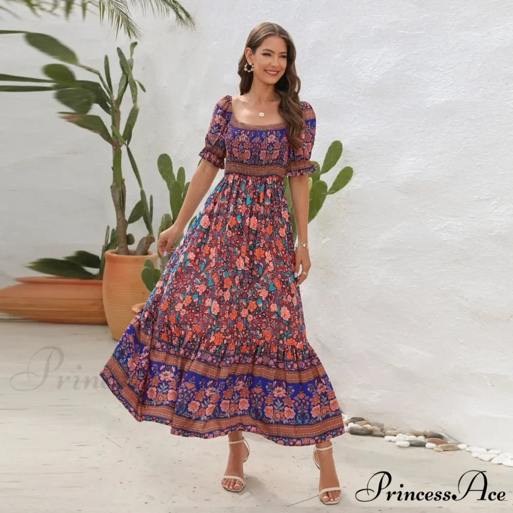 Casual Midi Sexy Elegant Beach Vacation Boho Dress - Image 4