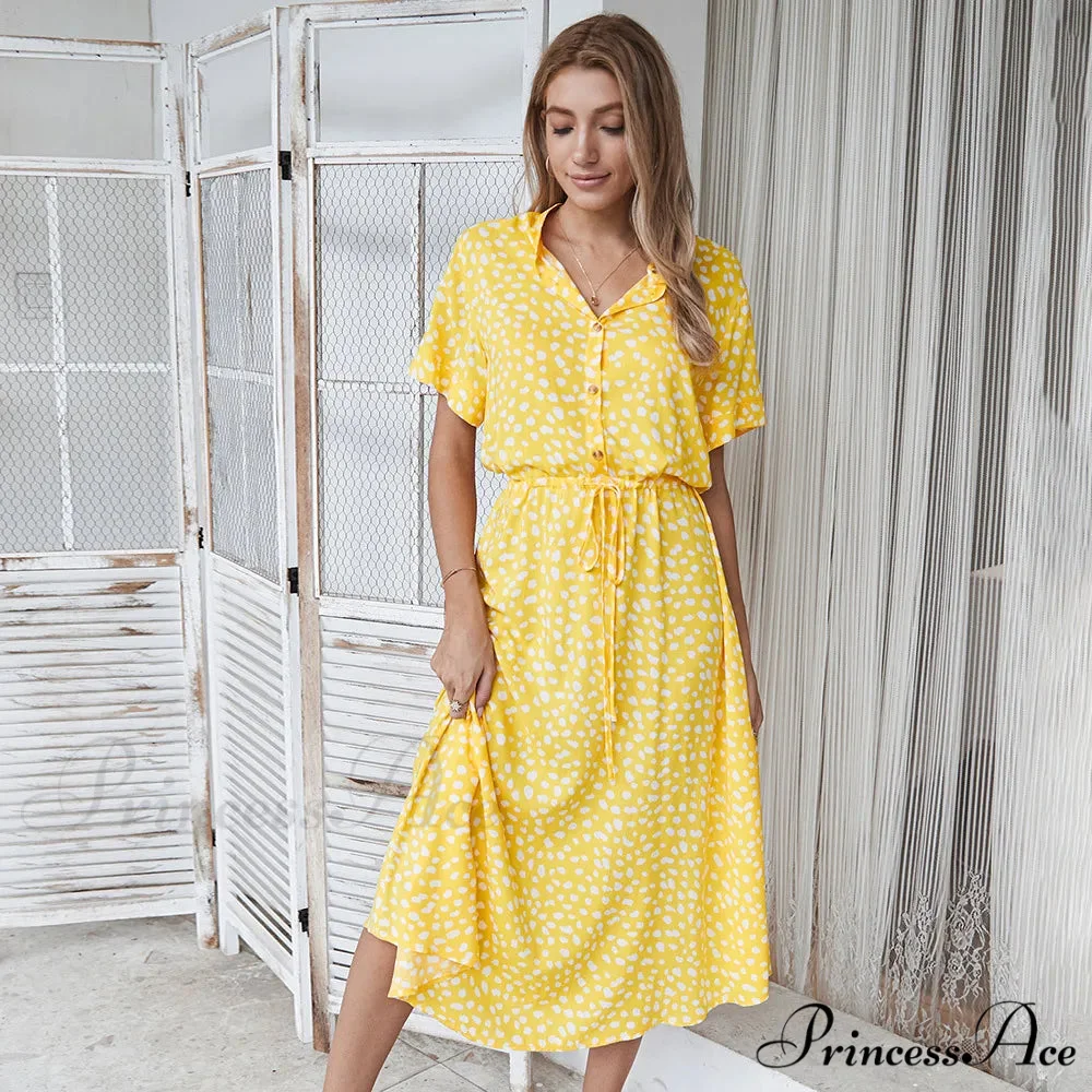 Floral Print Vintage Short Sleeve Boho Dress - Image 11