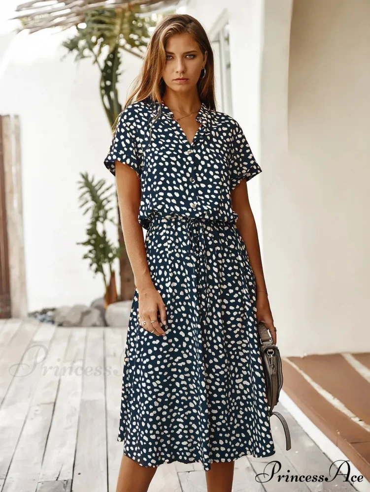 Floral Print Vintage Short Sleeve Boho Dress - Image 12