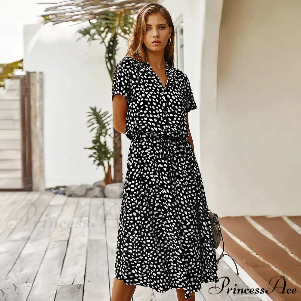 Floral Print Vintage Short Sleeve Boho Dress - Image 7