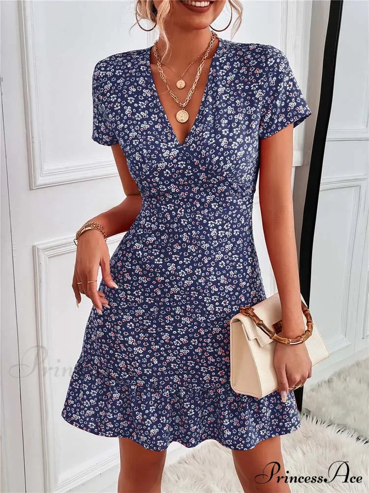 Bohemian Flower Summer Short Women Boho Dress - Image 3